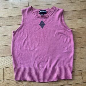 Y2K Pink Argyle Sweater Vest